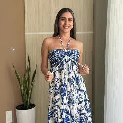 Robe maxi pour dames avec un design ludique et de fines bretelles Chic und Stil
