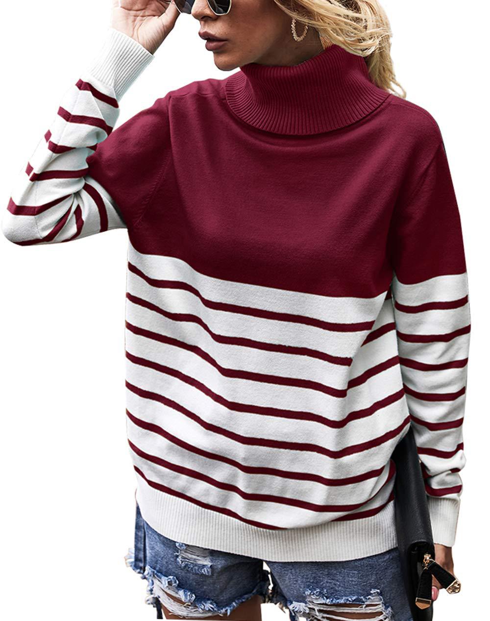 Pull col roulé confortable pour dames avec motif rayé Chic und Stil