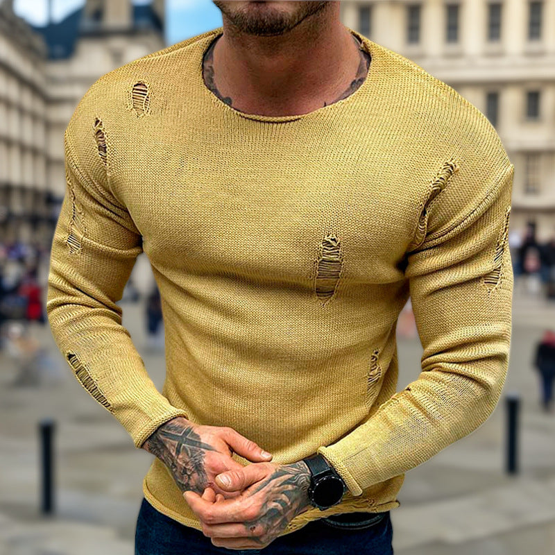 Homme Pull ras du cou stylé avec des détails effilochés Chic und Stil