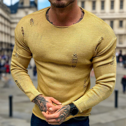 Homme Pull ras du cou stylé avec des détails effilochés Chic und Stil