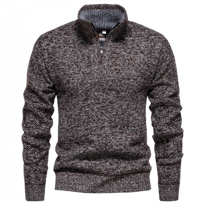 Men's High-Quality Pullover with High Collar and Zip Chic and Style