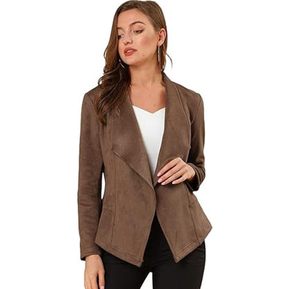 Blazer en simili cuir pour femmes avec coupe décontractée et revers tendance Chic und Stil