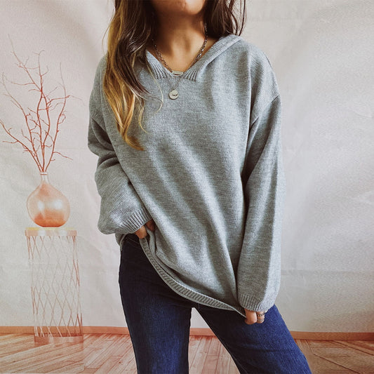 Pull en tricot décontracté à capuche et à manches amples pour femmes Chic und Stil