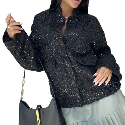 Dames élégante veste en sequins Chic und Stil