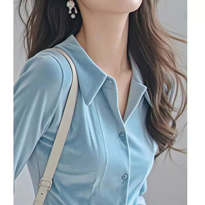 Chemise Boutonnée en Velours Luxe pour Femmes Chic und Stil
