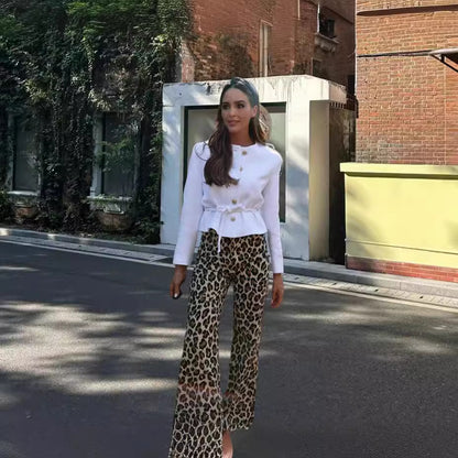 Chic and Style Women's Fabric Animal Print Pants