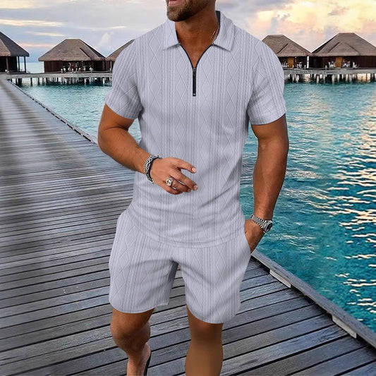Survêtement décontracté à zip structuré pour hommes Chic und Stil