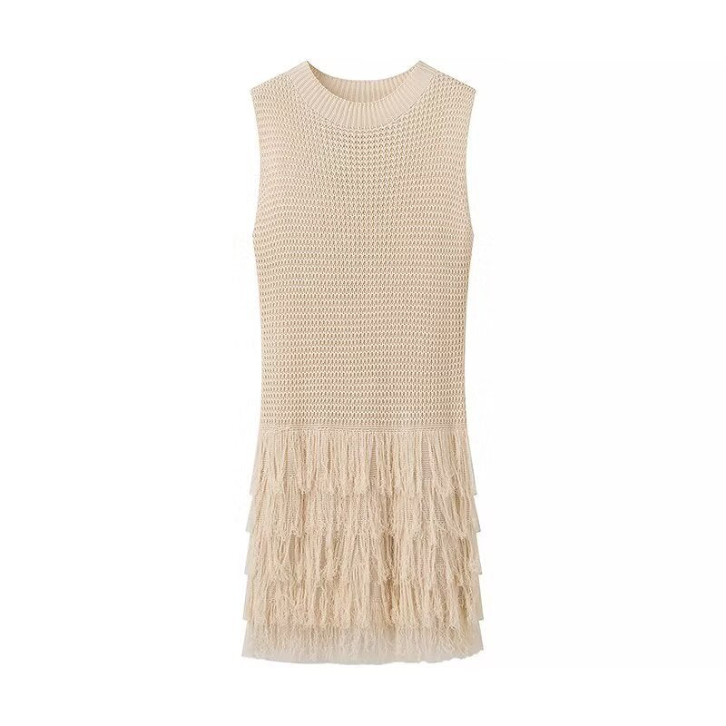 Robe en tricot pour femmes avec franges et design luxueux Chic und Stil