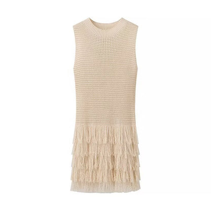 Robe en tricot pour femmes avec franges et design luxueux Chic und Stil