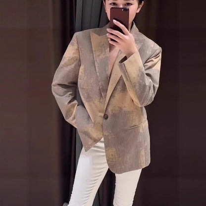 Dames Blazer Oversized avec un dégradé de couleurs artistique Chic und Stil
