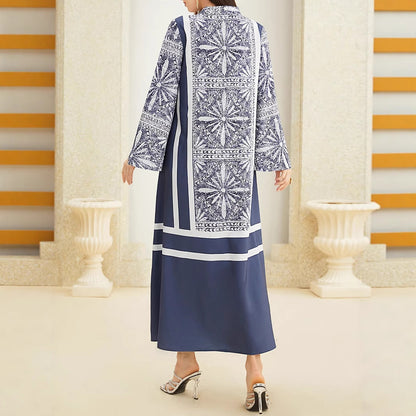 Robe maxi pour femmes avec col montant élégant et manches évasées Chic und Stil