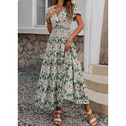Robe maxi à volants pour femmes avec motif floral Chic und Stil