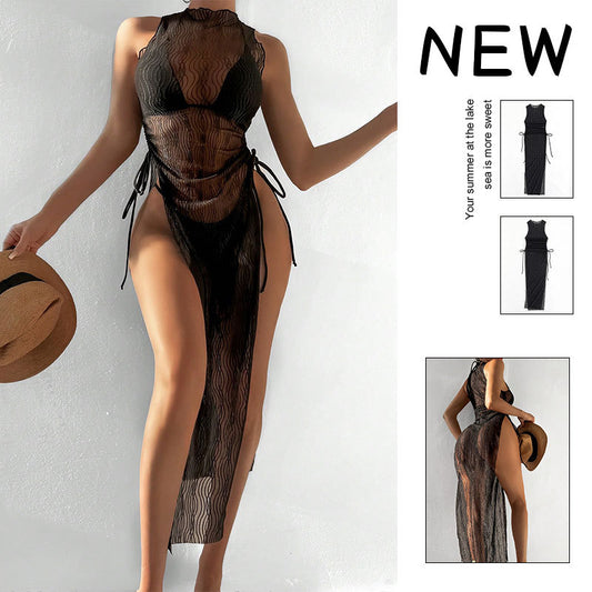 Robe maxi à lacets latéraux transparents en dentelle pour dames Chic und Stil