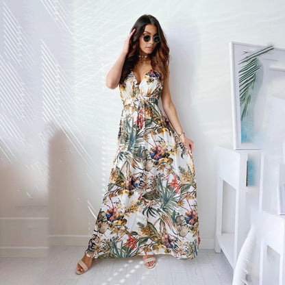 Femme Robe maxi imprimé tropical fluide Chic und Stil