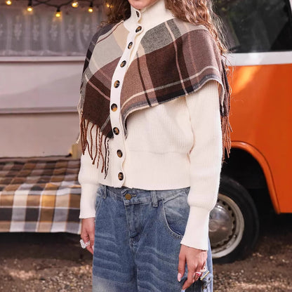 Dames élégant cardigan avec franges et boutons décoratifs Chic und Stil