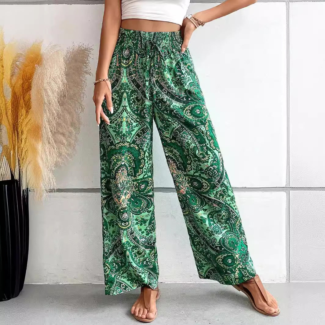 Wide Palazzo Pants for Women with an Elegant Paisley Pattern Chic und Stil