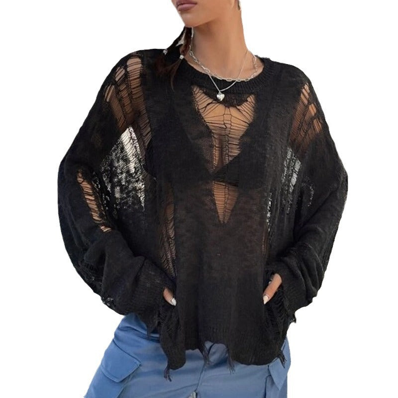 Pull en tricot surdimensionné pour femmes avec des découpes à la mode Chic und Stil