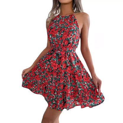 Robe courte pour femmes, imprimé floral avec encolure haute et silhouette cintrée Chic und Stil