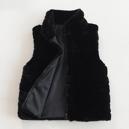 Veste matelassée pour dames en fausse fourrure à col montant Chic und Stil