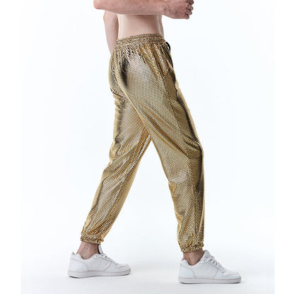 Futuristic mesh pants for men with a trendy metallic look Chic und Stil