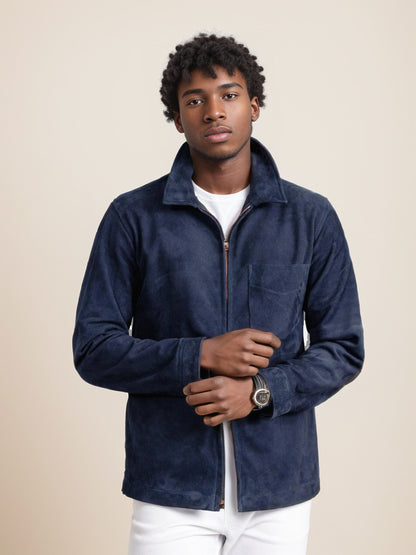 Chic and casual suede jacket for men with stand-up collar Chic and Style