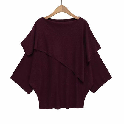 Ladies oversized elegant pullover with asymmetric cut and wide collar Chic and Style