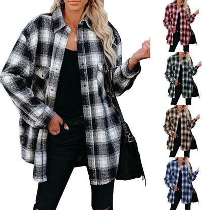 Chemise en flanelle pour femmes avec motif à carreaux et poches plaquées Chic und Stil