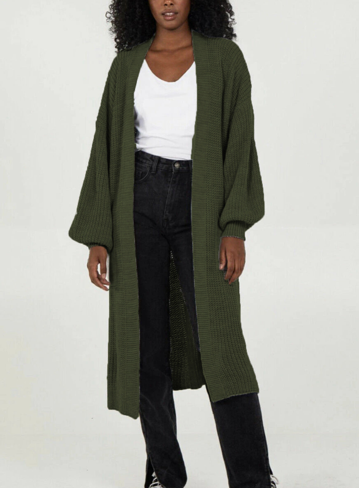Cardigan en tricot grande taille pour femmes avec des manches volumineuses et une ouverture sur le devant Chic und Still