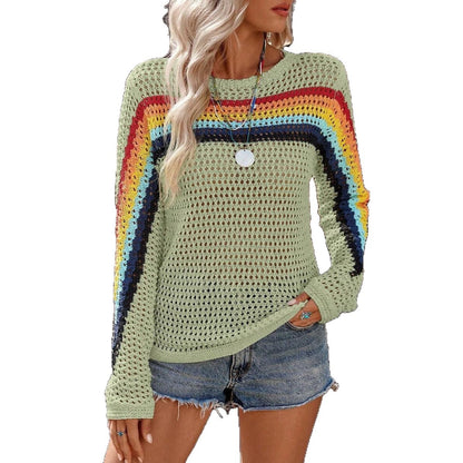 Pull en maille léger pour femmes avec des rayures colorées Chic und Stil