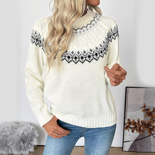 Pull en tricot pour femmes avec motif norvégien traditionnel Chic und Stil