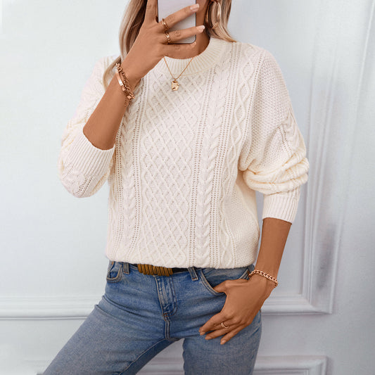Pull-over en maille épaisse pour femmes avec un motif de torsades raffiné et un col rond Chic und Stil
