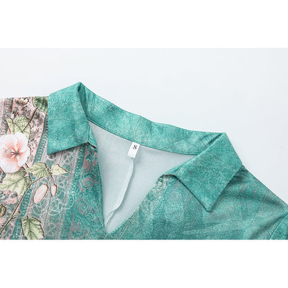 Robe polo pour femmes avec motif floral brodé Chic und Stil