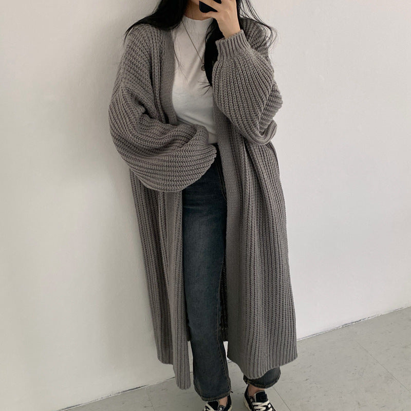 Cardigan en tricot épais pour femmes avec coupe ouverte et finitions de manches confortables Chic und Stil