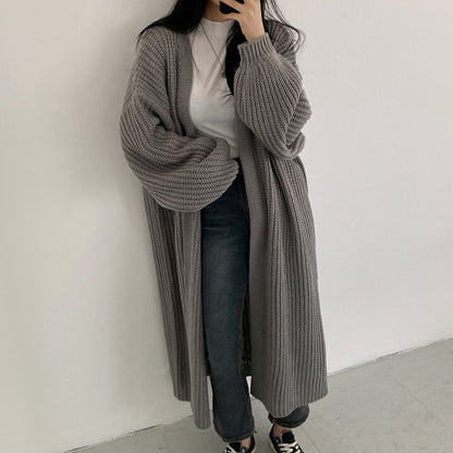 Cardigan en tricot épais pour femmes avec coupe ouverte et finitions de manches confortables Chic und Stil