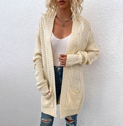 Cardigan en tricot épais pour femmes avec grandes poches et design structuré Chic und Stil