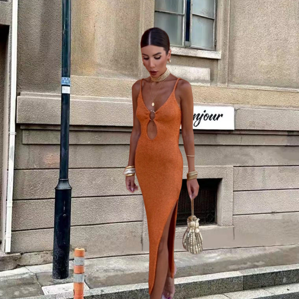 Robe maxi élégante pour femmes avec détail fente Chic und Stil