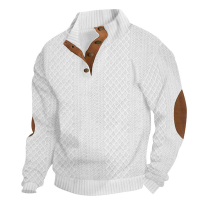 Pull-over décontracté en tricot pour femmes avec col structuré et applications en cuir Chic und Stil