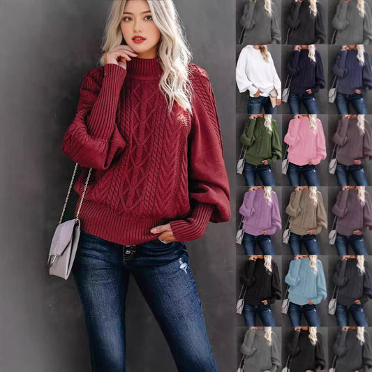 Pull-over en tricot pour femmes avec un col haut et des manches volumineuses Chic und Stil