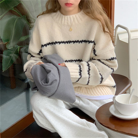 Femme Grand pull en tricot avec rayures modernes Chic und Stil