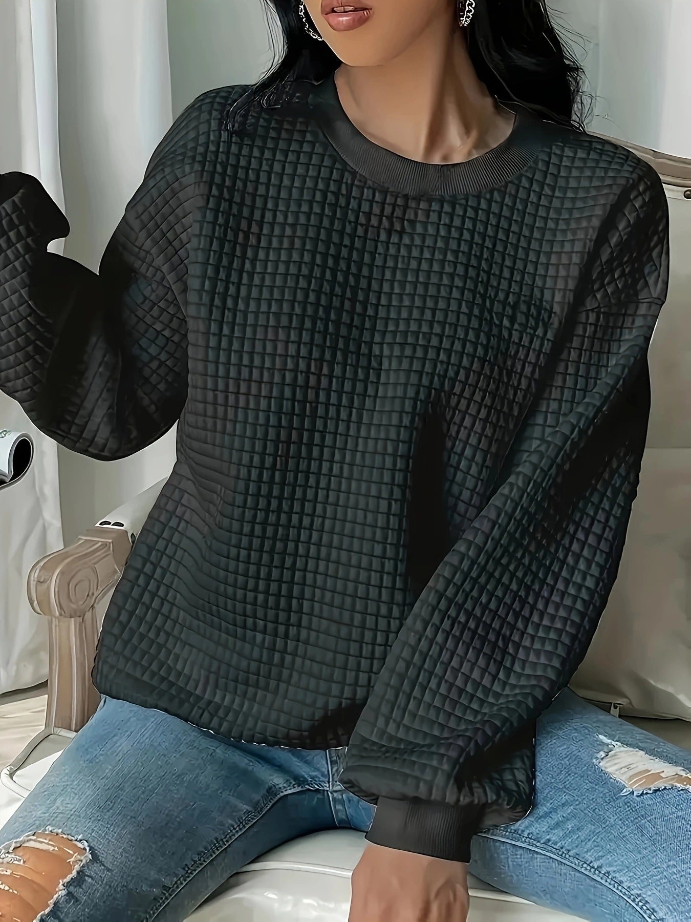 Pull femme avec design en gaufre texturé et coupe décontractée Chic und Stil