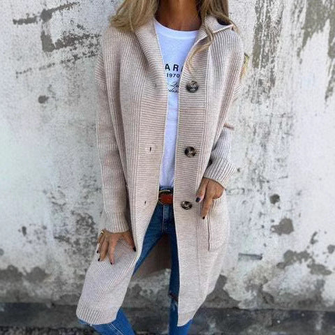 Dames cardigan avec capuche et grands boutons Chic und Stil
