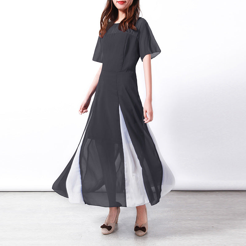 Robe maxi à manches longues transparentes et fente latérale Chic und Stil