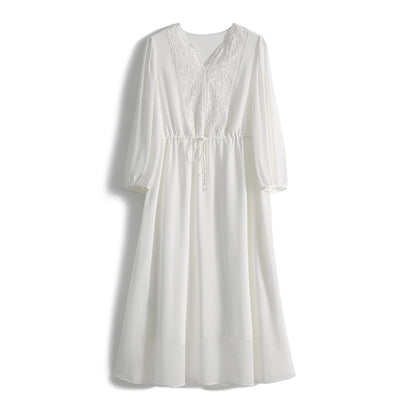 Robe midi fluide pour femmes avec manches ballon Chic und Stil