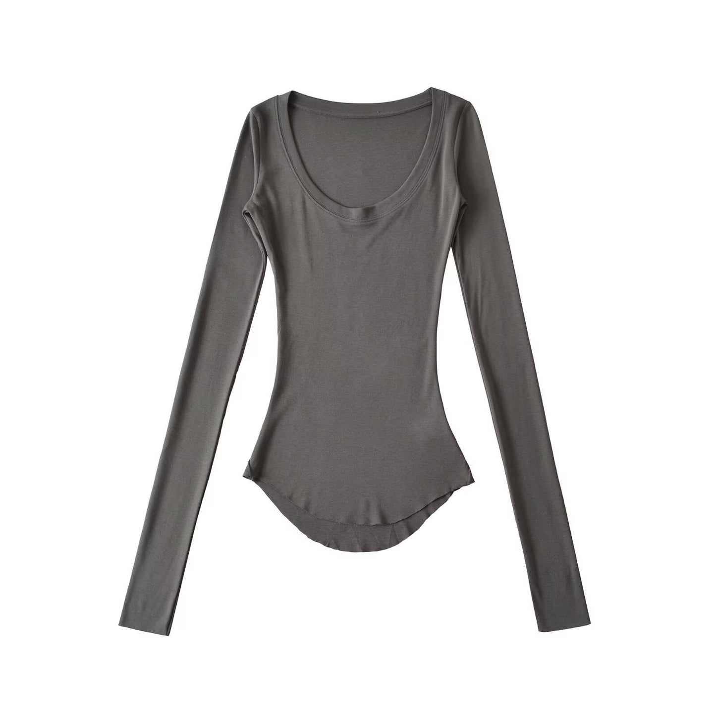 Chemisier à manches longues pour femmes avec un col rond élégant et une coupe cintrée Chic und Stil