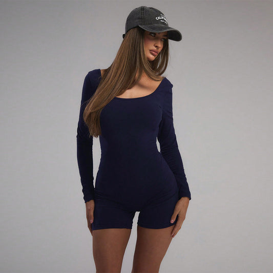 Body à manches longues pour femme avec coupe ajustée et décolleté en U à la mode Chic & Stil