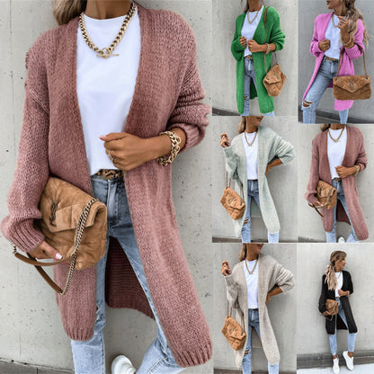 Dames Gros Tricot Cardigan avec devant ouvert et manches enroulées Chic und Stil