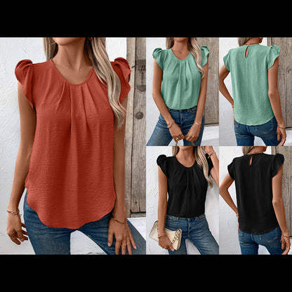 Dames Élégant haut avec des manches bouffantes et un décolleté en V Chic und Stil