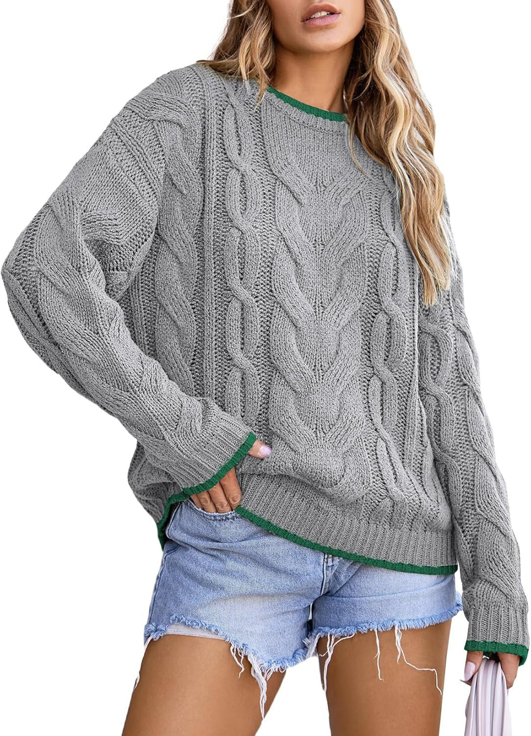 Pull en tricot pour femmes avec un motif de tresse épais Chic und Stil