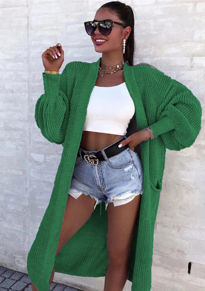 Dames carte tricot décontractée avec décolleté en V profond et poches généreuses Chic und Stil