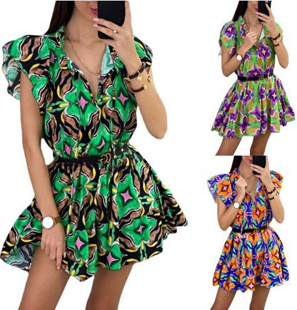 Robe mini à ligne A fluide pour femmes avec manches à volants Chic und Stil